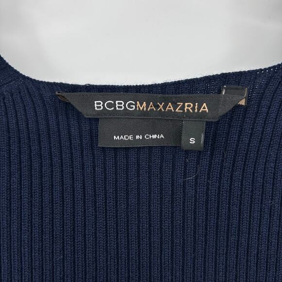 BCBGMaxAzria Silk Cashmere Blend Puff Sleeve Dress Navy Blue Shift Womens S - Picture 6 of 10